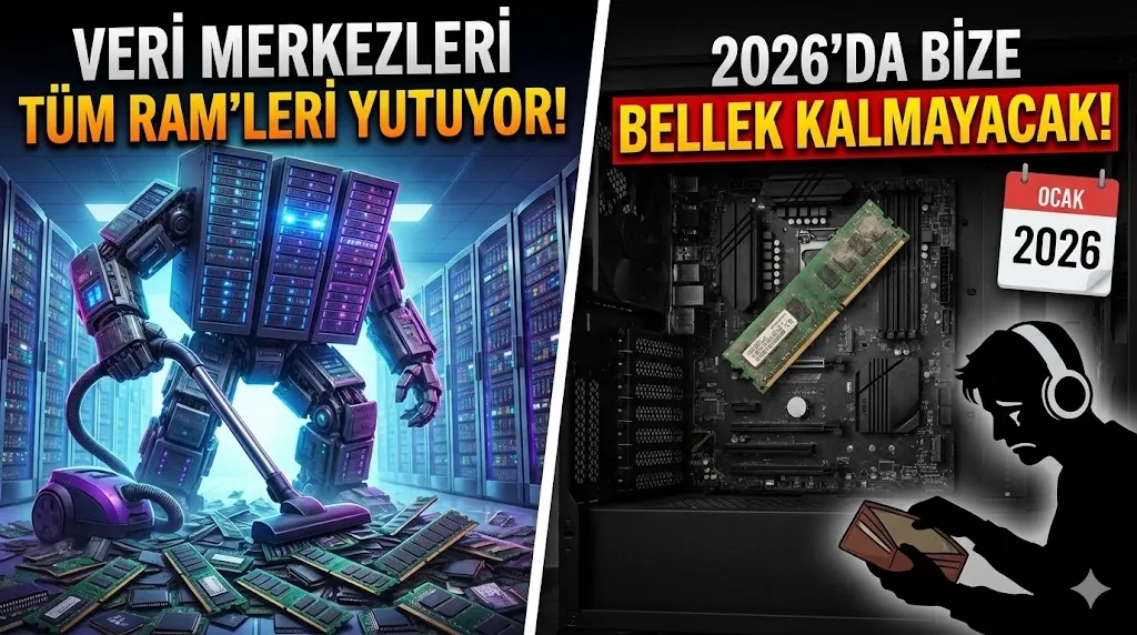 Veri Merkezleri Tüm RAM'leri Yutuyor: 2026'da Bize Bellek Kalmayacak!