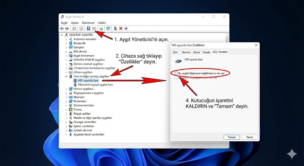Fare Klavye Oynatınca veya Basınca Pc Açılıyor Sorunu Çözümü