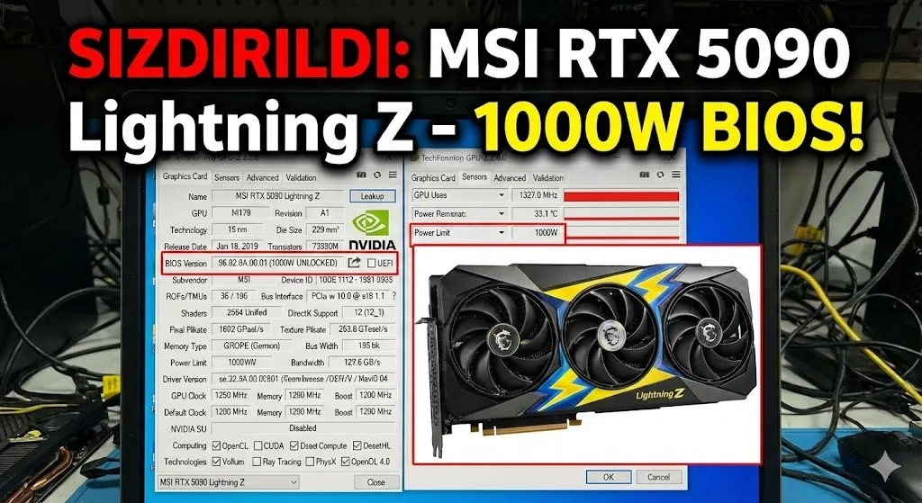 MSI RTX 5090 Lightning Z'nin 1000W'lık BIOS'u Sızdırıldı: Üstelik Diğer Markalarda da Çalışıyor!