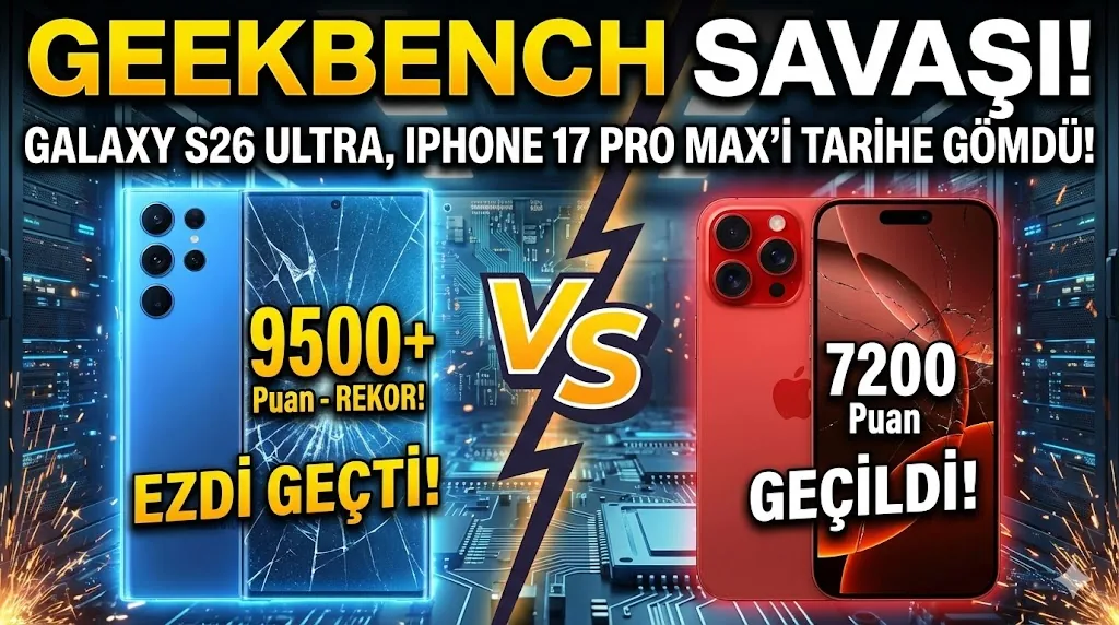 Galaxy S26 Ultra, iPhone 17 Pro Max'i Geekbench Testlerinde Ezip Geçti!